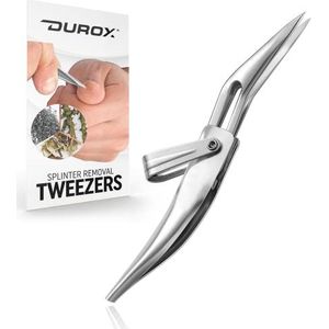 DUROX Scherpe pincet voor ingegroeide haren en splinterverwijdering. Puntige tips en sleutelhangerbevestiging inludeerd.