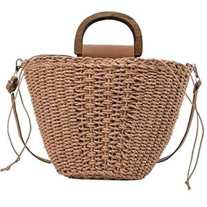 Boheemse Strandtas Vrouwen Zomer Rotan Tassen Vierkante Crossbody Tas Dame Handgemaakte Geweven Strand Rieten Handtassen Stro Handtas voor Dames (Color : A)