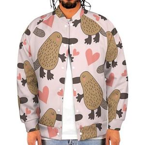 Cartoon Platypus Grappige Mannen Baseball Jacket Gedrukt Jas Zachte Sweatshirt Voor Lente Herfst