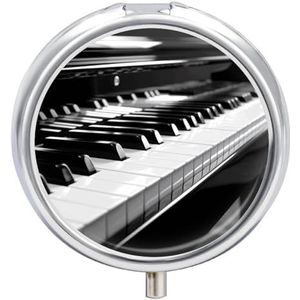 Zwart Wit Piano Toetsenbord Pillendoos Waterdichte Draagbare Geneeskunde Pil Case Vochtbestendig Metalen Reizen Pil Doos Met 3 Compartiment Geneeskunde Case