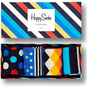 Happy Socks Big Dot Gift Box, Kleurrijke en Leuke, Sokken voor Dames en Heren, Zwart-Blauw-Groente-Oranje-Lila-Turkoois-Wit (41-46)