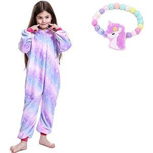 MZSYLK Eenhoorn-onesie voor kinderen, uniseks, eendelige pyjama, cosplay-kostuum, cadeau voor meisjes, 6-7 Jaren