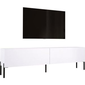 3E 3xE living.com TV-kast in mat wit met poten in zwart, A: B: 170 cm, H: 52 cm, D: 32 cm. TV-meubel, tv-tafel, tv-bank