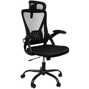 RELOVE Bureaustoel, ergonomische bureaustoel, 3D opvouwbare armleuning, kantelbaar, ademend, comfortabel, gaming bureaustoel (49 x 48 x 106 cm - zwart))