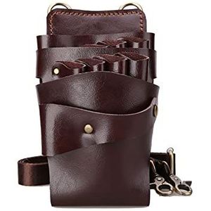 Een kapper, een heuptas, Leren schaartas for het opbergen van kappersgereedschap, veelkleurig, 22 x 13,5 cm(B)