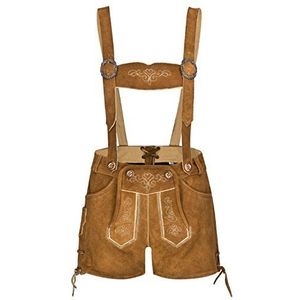 Dames 100% suède - klederdrachtbroek korte hotpants - lederhose - klederdrachtbroek dames kort - klederdrachtbroek dames lichtbruin - Oktoberfest, lichtbruin, 40W