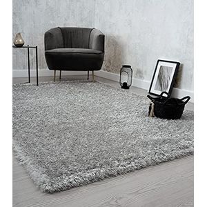 the carpet Willow Langpolig hoogpolig tapijt, woonkamer, slaapkamer, modern, zacht, mat, effen, zilver, 200 x 290 cm