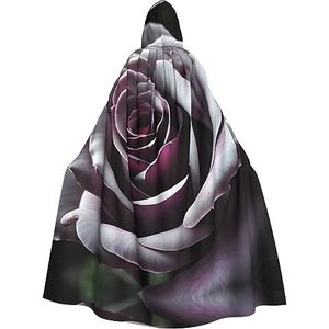 Gothic Rose Bloem Print Mannen Hooded Mantel, Volwassen Cosplay Mantel Kostuum, Cape Halloween Dress Up, Hooded Uniform