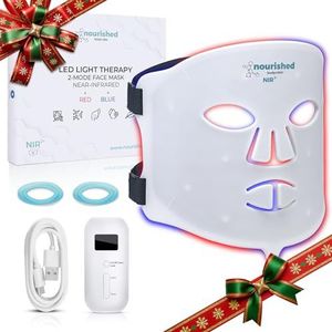 Nourished Bodynskin Draagbaar LED Gezichtsmasker met Nabij-Infrarood - Blauw, Rood Lichttherapie voor het Gezicht - 114 LEDs - Huidverzorgingstool tegen Rimpels, Anti-Veroudering