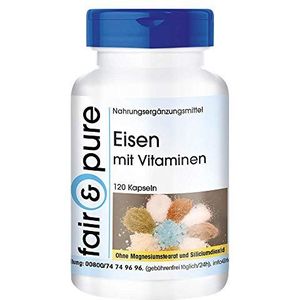 Fair & Pure® - IJzeren capsules met vitamine C - biotine en vitamine B12 - dekt 100% van de dagelijkse ijzer behoefte - vegan - zonder magnesiumstearaat - 120 capsules
