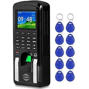 Prikklokken voor werknemers kleine bedrijven, Vingerafdruk toegangscontrole TCP/IP Biometric Time and Attenance Punch Clock Grote geheugencapaciteit (Color : Nero)
