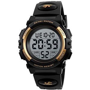 Mannen grote wijzerplaat waterdicht horloge multifunctionele elektronische horloge outdoor sport horloge (8 stijlen), 1266 Goud, riem