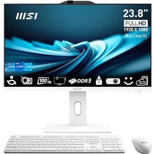 MSI PRO AP242P 14M-634DE AIO Desktop PC, 23,8 inch FHD IPS 100 Hz beeldscherm, i7-14700, 16 GB DDR5 RAM, 512 GB PCIe NVMe SSD, WiFi 6E, webcam - toetsenbord, muis, Windows 11 Pro - wit