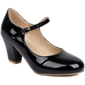 BGFCDFGV Mary Jane schoenen, dikke hakken met hoge hakken, snoepkleurige dames singles schoenen,zwart,34 EU