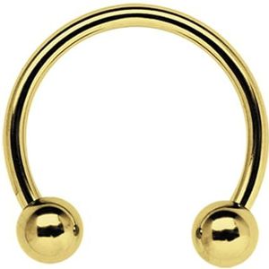 Modern Nature Piercing-Schmuck Circular Barbell Ring, Horseshoe, PVD goud, in 1,6 mm met kogels, Roestvrij staal PVD 18kt hard verguld