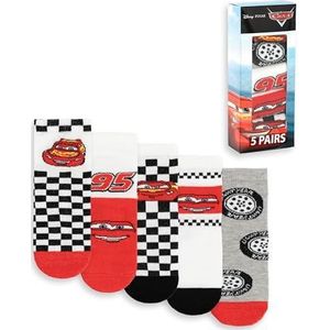 Disney - Cars Lightning McQueen - Kuitsokken Set van 5 - Rood Zwart Wit Grijs