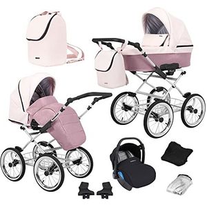 SaintBaby Kinderwagen Retro Classic 2-in-1 3in1 Isofix babyzitje combi-kinderwagen buggy Grey Berries ROM-15 3in1 met babyzitje