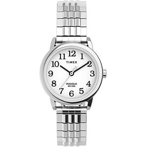 Timex Dames Easy Reader 25mm Perfect Fit Horloge, Zilver-toon/Wit, Size 25, armband
