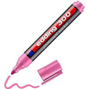 edding 300 permanent marker - roze - 1 stift - ronde punt 1,5-3 mm - watervast, sneldrogend - wrijfvast - voor karton, kunststof, hout, metaal, glas