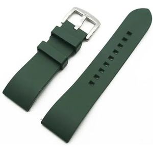 Jeniko Quick Release FKM Horlogebanden Mannen Vrouwen Duikhorloge Accessoires Premium Grade Fluor Rubber Horlogeband 20mm 22mm 24mm (Color : Green-silver, Size : 22mm)