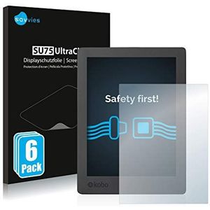 Savvies 6x Schermbeschermer compatibel met Kobo Aura H2O Edition 2 Screen Protector Ultra Transparant
