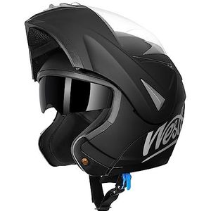 WESTT Torque Motorhelm, integraalhelm, zwart, opvouwbare motorhelm, schokbestendige motorhelm, integraalhelm voor heren en dames, scooterhelm, ECE-gecertificeerd, maat M (57-58cm)