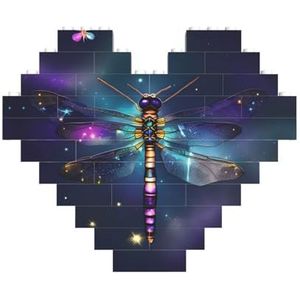 Galaxy Animal Dragonfly Legpuzzel - hartvormige bouwstenen puzzel-leuk en stressverlichtend puzzelspel