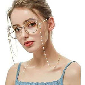 Bohend eenvoudige zonnebrillenketting Gold Pearls gezichtsmaskerketting, brillenketting brillenaccessoires voor vrouwen en meisjes