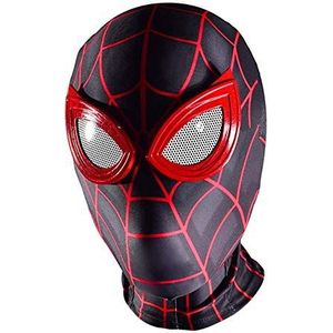 Unisex Spiderman Full Face Mask Miles Morales Headdear Lycra Head Covering Kids Volwassenen Cosplay Costuem Accessoires voor Carnaval Halloween,Red-Adult