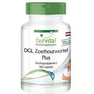 Fairvital | DGL Zoethout Plus - HOOG GEDOSEERD - VEGAN - 180 capsules - met drop, echte heemst, iep en Aloë vera (Aloe vera)