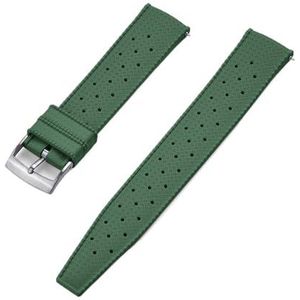 Jeniko Horlogeband 18 Mm 20 Mm 22 Mm Waterdichte FKM-horlogeband Met Snelle Release Geschikt For Duikhorloges (Color : Army Green Silver, Size : 20mm)