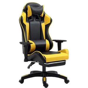 Ergonomische kantoor, pc-gamingstoel Goedkope bureaustoel Executive PU-leer Computerstoel Lendensteun met voetsteun Moderne taakrollende draaistoel for dames, heren (Kleur : Yellow, Maat : 49x50cm)