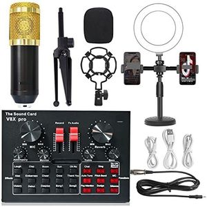 geluidsconsole, Professionele audiomixer USB 5.0 audiogeluidskaart externe headsetmicrofoon webcast live-uitzending adapter gamemuziek(Bm800v8 Fill Light)