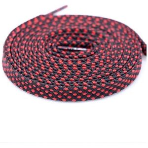 MORENTSU 2 paar schoenveter mode polyester sneaker schoen kant kleuren geruite dubbellaags holle platte schoenveters 100/120/140 cm PD1, Zwart/Rood, 140