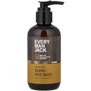 Every Man Jack Baard + Face Wash - Sandelhout | 200 ml - 1 fles | natuurlijk afgeleid, vrij van parabenen, ftalaatvrij, kleurstofvrij en gecertificeerd dierproefvrij