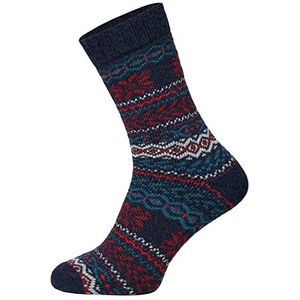 Hygge Noorse sokken, 2 paar, voor heren en dames, dikke wollen sokken in mooie, zware kwaliteit, versterkte hiel en teen, duurzame schapenwollen sokken, Navy-zwart, 39-42 EU