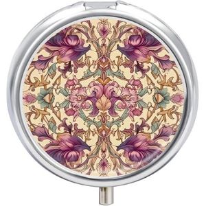 Paarse Bloem Pillendoos Mini Pil Case Pocket Pil Case voor Mannen Reizen Pillendoos Leuke Pil Organizer 3 Compartiment Geneeskunde Pil Organizer Pil Container Pil Houder