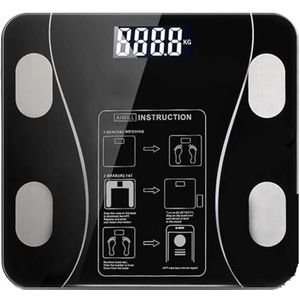 Weegschaal Digitale Weegschaal Menselijke Gezondheidsanalysator Badkamerweegschaal Multifunctioneel Personenweegschaal(Black)