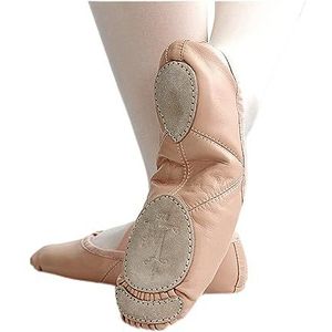 jazzschoenen Balletschoenen Dames, Balletpantoffels Lederen balletdansschoenen Professionele zachte dames splitzool roze zwarte ballerina dansschoenen(Lt Pink Split Sole,42 EU)