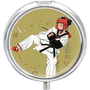 Draagbare Pillendoos Pil Case Taekwondo Ontwerp Reizen Pil Doos Kleine Pil Case Dagelijkse Pil Container Pil Organizer Pocket Geneeskunde Doos Leuke Pil Case