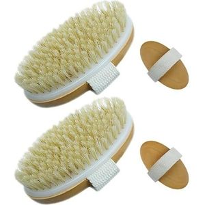 URAQT Lichaamsborstel, natuurlijke borstels, lichaamsborstel, badborstel, peeling, massage, spa, detox, anti-cellulitis, zachte huid, 2 stuks