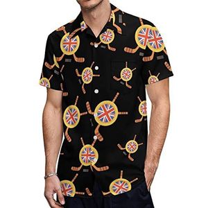 Hockey in Verenigd Koninkrijk Heren Shirts met korte mouwen Casual Button-down Tops T-shirts Hawaiiaanse strand T-shirts XL