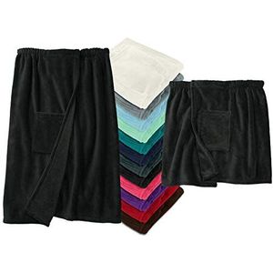 npluseins Sauna Kilt met klittenbandsluiting - dames en heren - zachte fleece 777.991, heren S/M, zwart