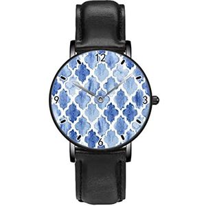 Blauwe Ronde Diamant ShapeWatches Persoonlijkheid Business Casual Horloges Mannen Vrouwen Quartz Analoge Horloges, Zwart
