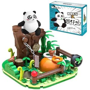 Creatieve panda micro-bouwblokken, MOC klembouwstenen, pandabeer, dier, bouwstenen, speelgoed, regenwoud, planten, bos, bomen, bloemen, struiken, dieren, accessoires, botanisch compatibel met Lego