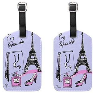 Aumimi Parijs Eiffeltoren Fashion Elements Travel Bagage Tags Koffer Etiketten Pack van 2