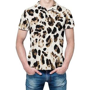 Aquarel Luipaard Cheetah Skin Heren Shirt met korte mouwen Golf Shirts Regular-Fit Tennis T-Shirt Casual Business Tops