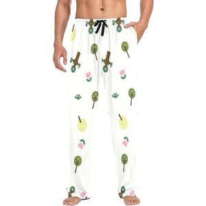 LI ZHI XIN Heren Pyjama Broek Lange Pyjama Bodem Lente Herfst Dunne Losse Stijl Elastische Taille Tie Strap Met Zak S-XXL Lente Bloemen Tropische Boom, Meerkleurig, S