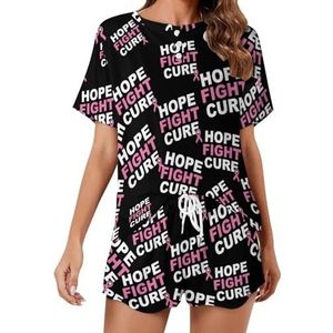 Roze Hoop Fight Borstkanker Zachte Womens Pyjama Korte Mouw Pyjama Loungewear met Zakken Gift voor Thuis Strand M