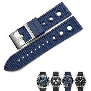 INSTR Natuur Rubber Horlogebandje Voor Breitling Superocean Avenger Heritage Gevlochten Horlogeband 22mm 24mm Band Armbanden (Color : Dark blue silver, Size : 24mm)